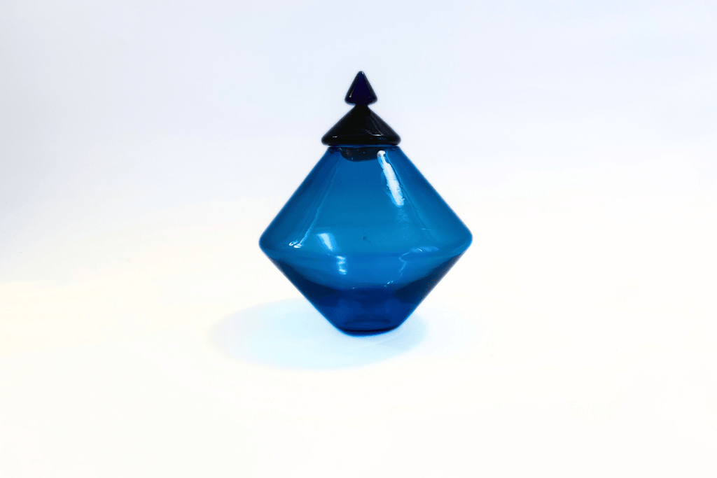 1993 Murano Glass Diamond-Shaped Bottle with Signature - Collectible Decor & Incense Holder