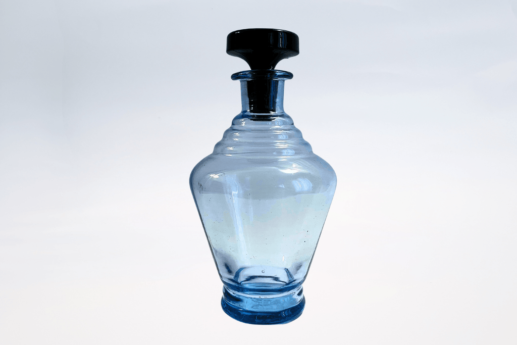 Art Deco Murano Glass Carafe - Blue with Dark Blue Cap