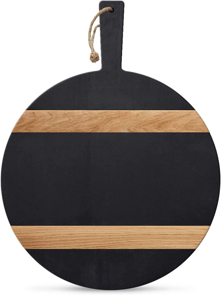 Black Round Acacia Wood Bread Board 16 inch Diameter